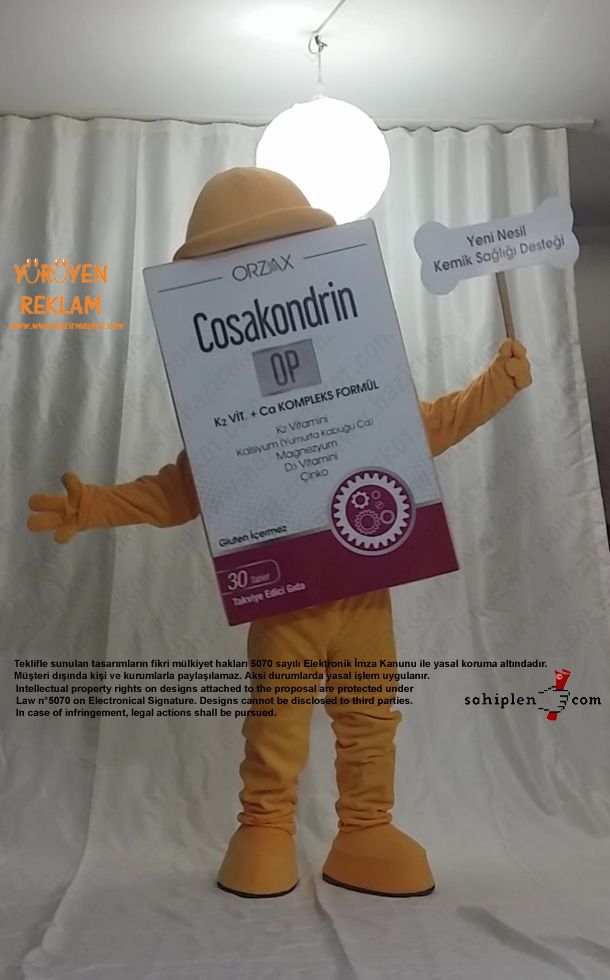 Orzax İlaç / Kutu Maskot / Kemik maskot kostümü