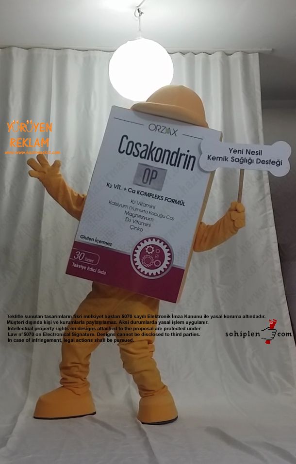 Orzax İlaç / Kutu Maskot / Kemik maskot kostümü