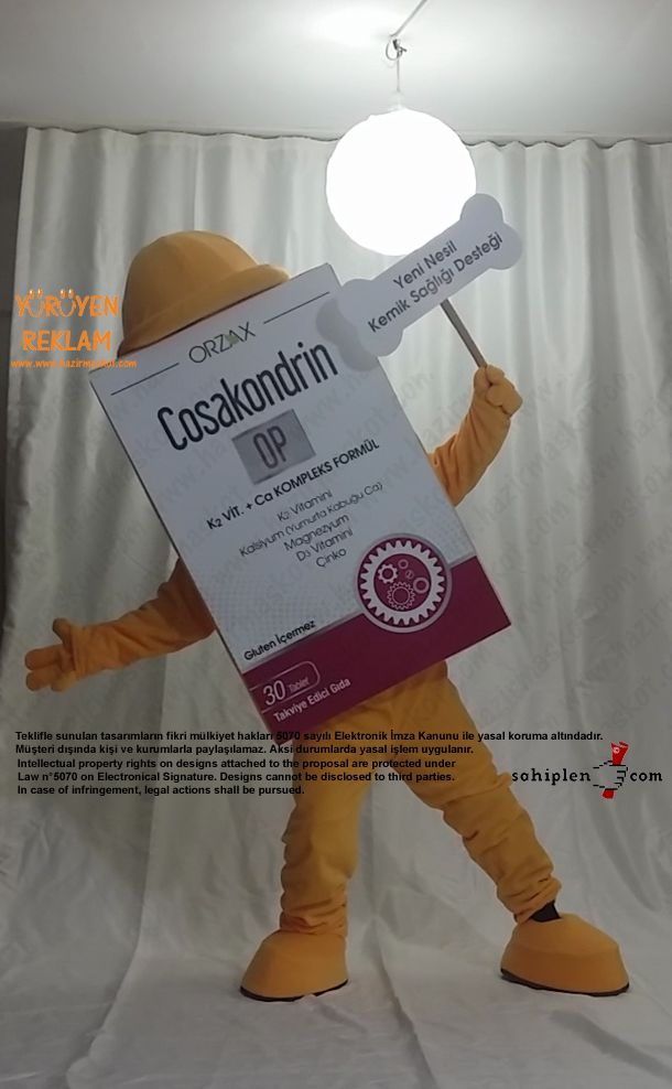 Orzax İlaç / Kutu Maskot / Kemik maskot kostümü