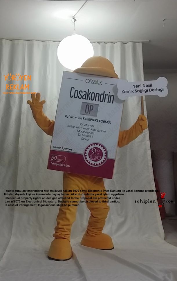Orzax İlaç / Kutu Maskot / Kemik maskot kostümü