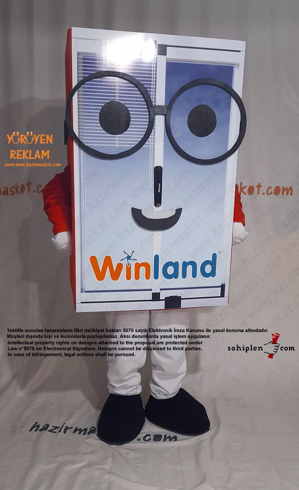 Gözlüklü Pencere Maskot Kostümü / Winland maskot kostümü