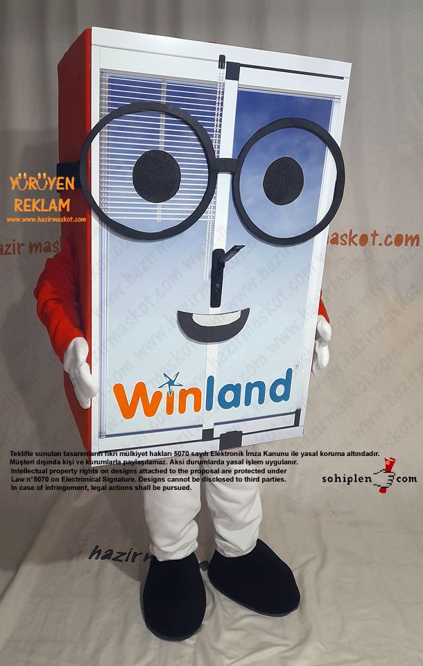 Gözlüklü Pencere Maskot Kostümü / Winland maskot kostümü