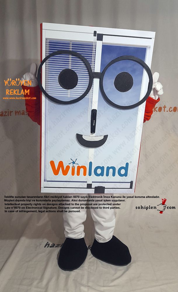 Gözlüklü Pencere Maskot Kostümü / Winland maskot kostümü
