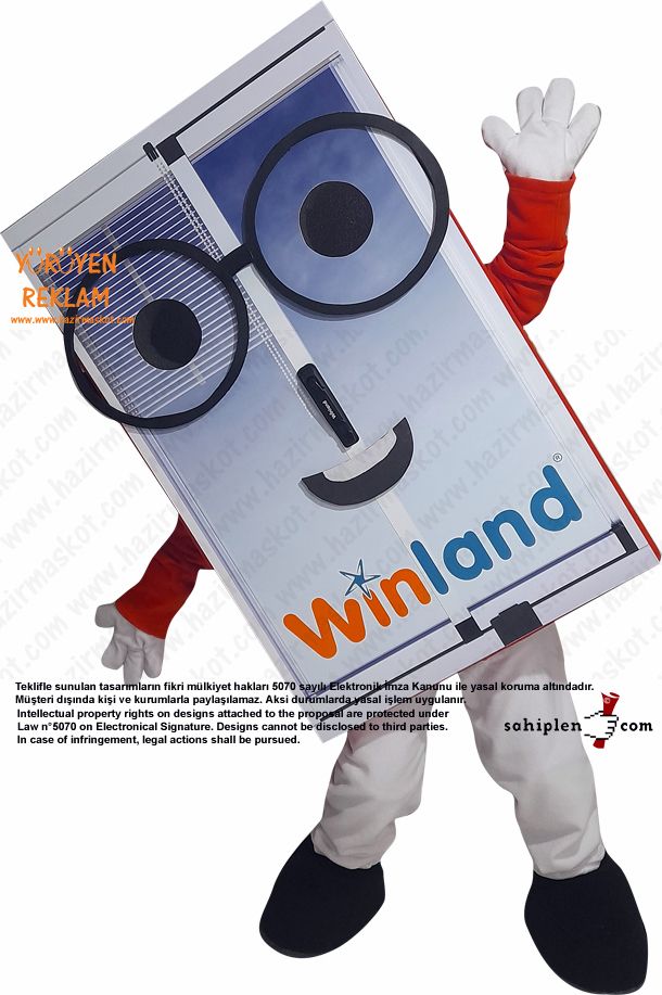 Gözlüklü Pencere Maskot Kostümü / Winland maskot kostümü