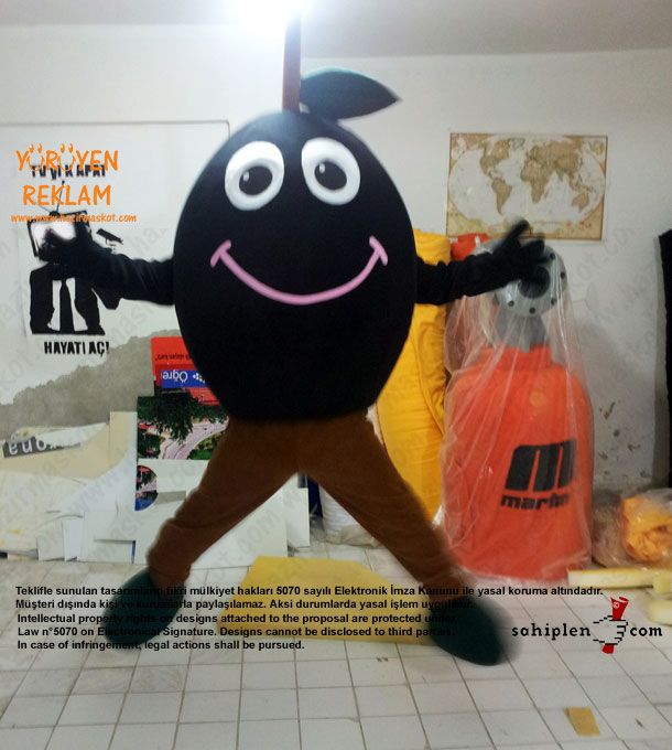Zeytin maskot kostümü / Ezel zeytincilik maskot kostümü