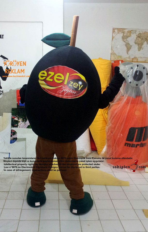 Zeytin maskot kostümü / Ezel zeytincilik maskot kostümü