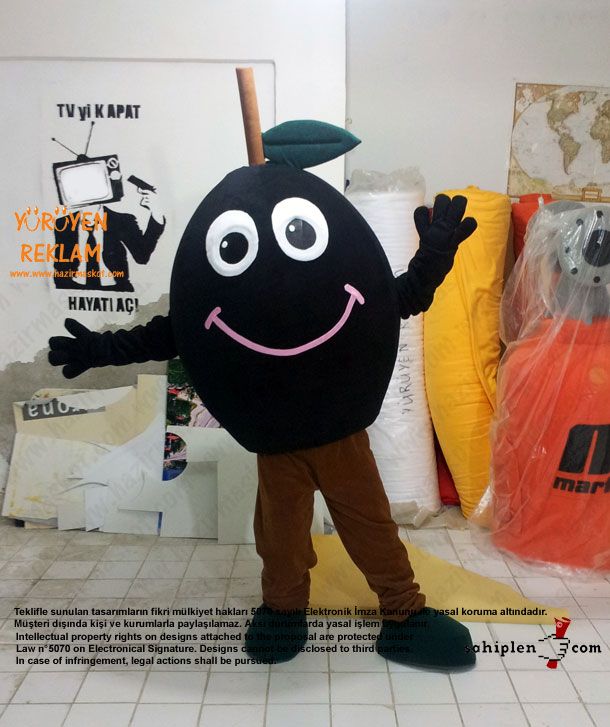 Zeytin maskot kostümü / Ezel zeytincilik maskot kostümü