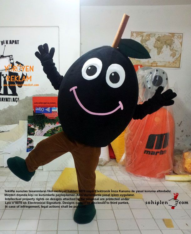Zeytin maskot kostümü / Ezel zeytincilik maskot kostümü