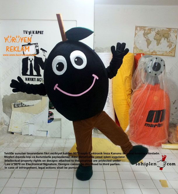 Zeytin maskot kostümü / Ezel zeytincilik maskot kostümü